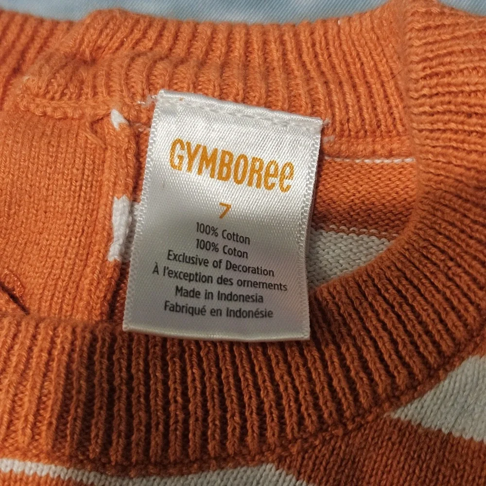 Gymboree Girls Pumpkin Sweater Dress Size 7 Orange Striped Fall Thanksgiving